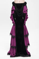 Purple Floral Print Lace-Up Rose Chain Women's Gothic Fishtail Skirt